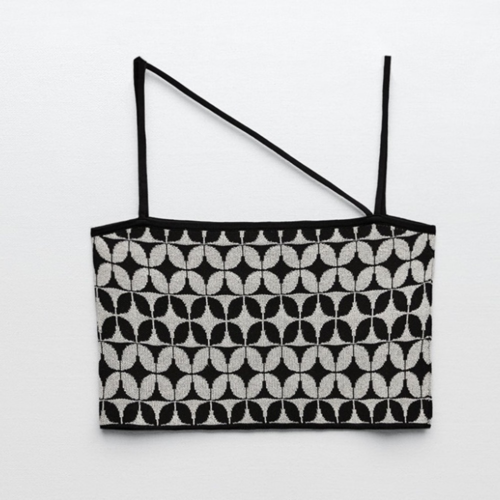 Zara Geometric Jacquard Knit Top